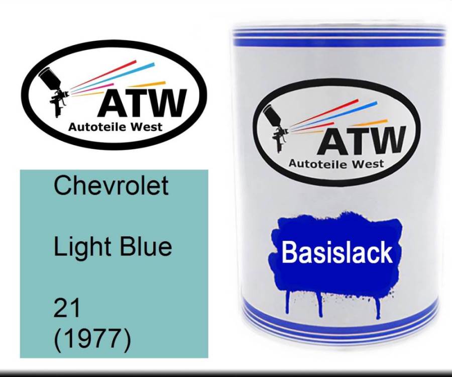 Chevrolet, Light Blue, 21 (1977): 500ml Lackdose, von ATW Autoteile West.